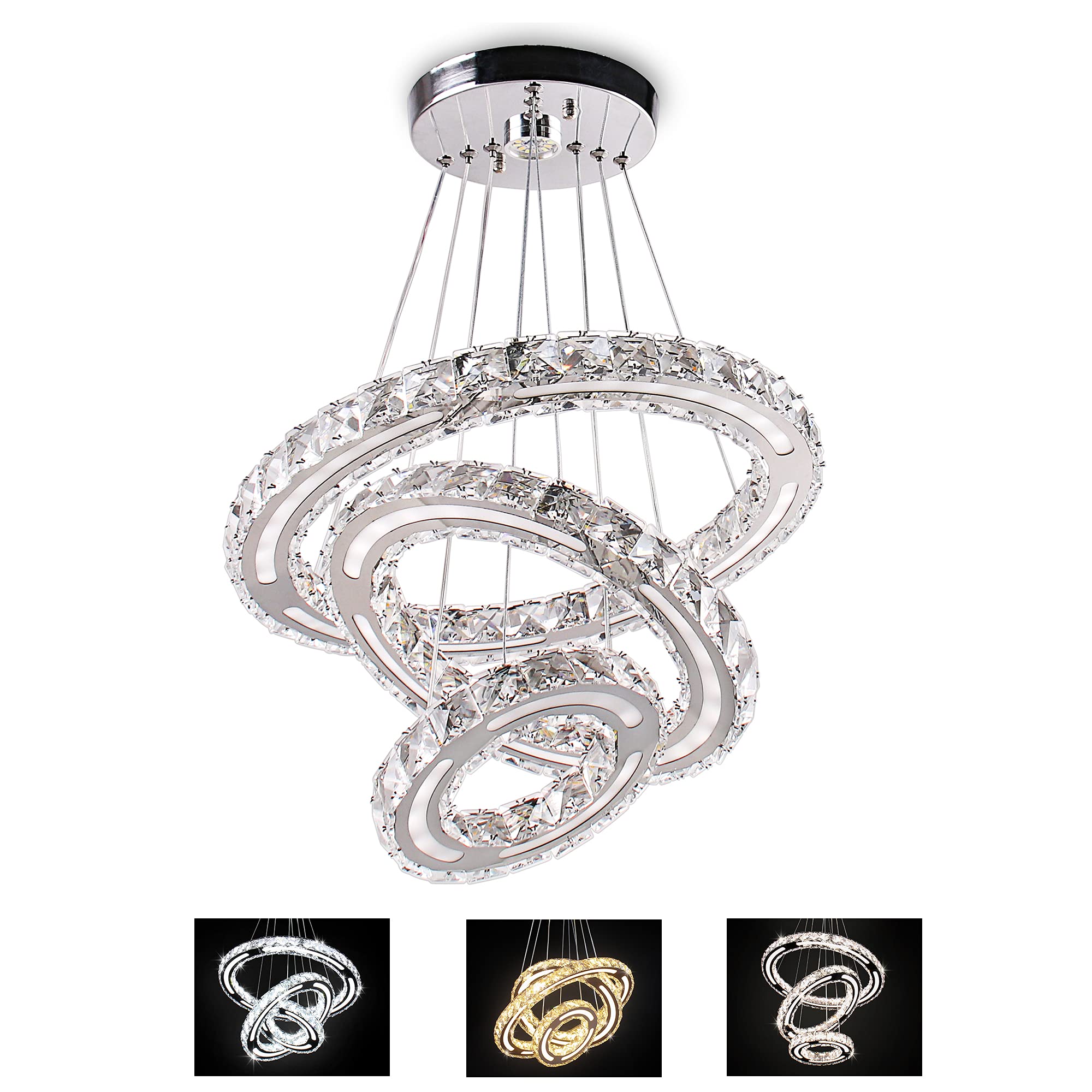 Buy 3Color in ONE Crystal Chandelier, CXGLEAMING Modern Luxury LED