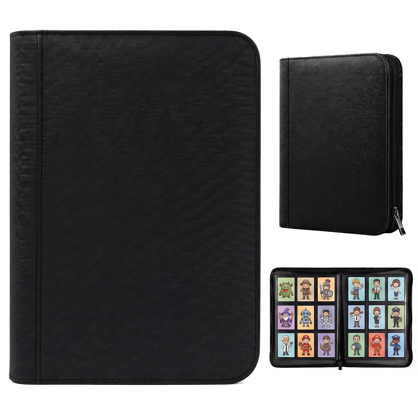 Card Binder 4 Pocket, Zippered Card Album for Collectors 20 Pages 160 Side Loading Pockets Cards Album for TCG, Sports, Football, Baseball, Basketball Cards