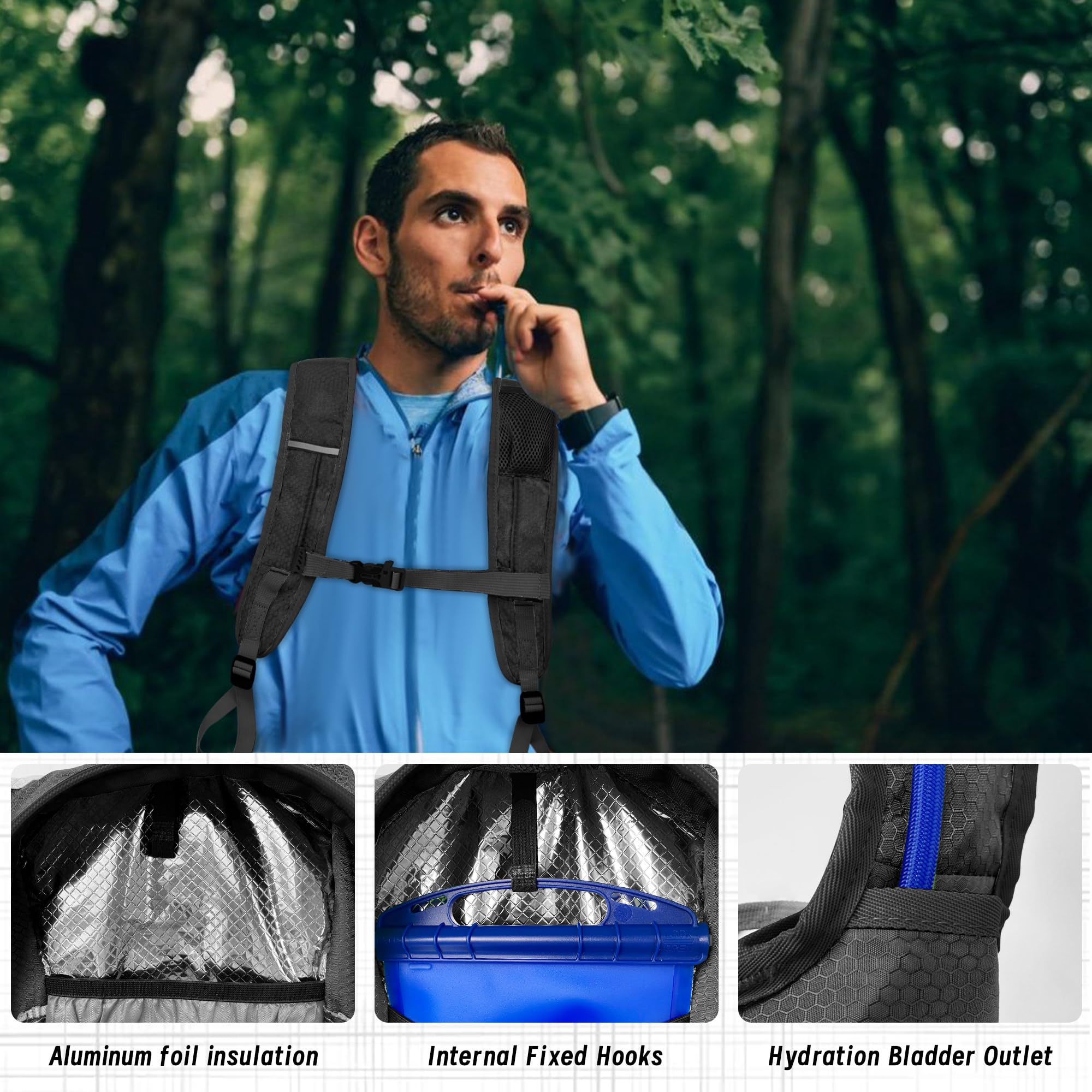 EULANT Pequeña Mochila para Bicicleta,12L Mochila de Hidratación Impermeable,Reflectoras Mochila de Ciclismo para MTB Senderismo Correr Natación Playa, con Capa de Aislamiento & red de pelota