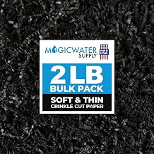 MagicWater Supply Soft & Thin Crinkle Cut Paper - 2 LB - Black - Paper Shred Filler for Gift Wrapping, Basket Filling, Birthdays, Weddings, Anniversaries, Valentines Day, and other occasions