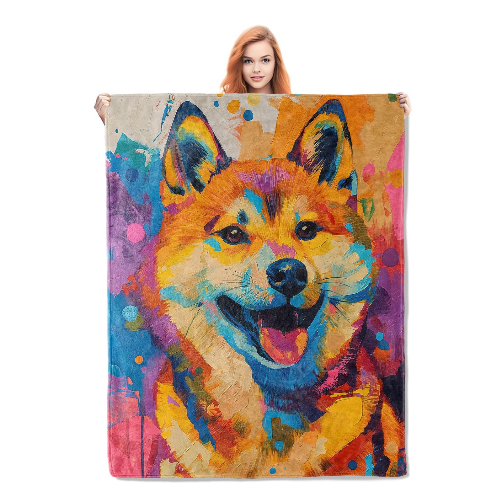Couverture Shiba Inu pour salon et soirées cocooning sur le canapé