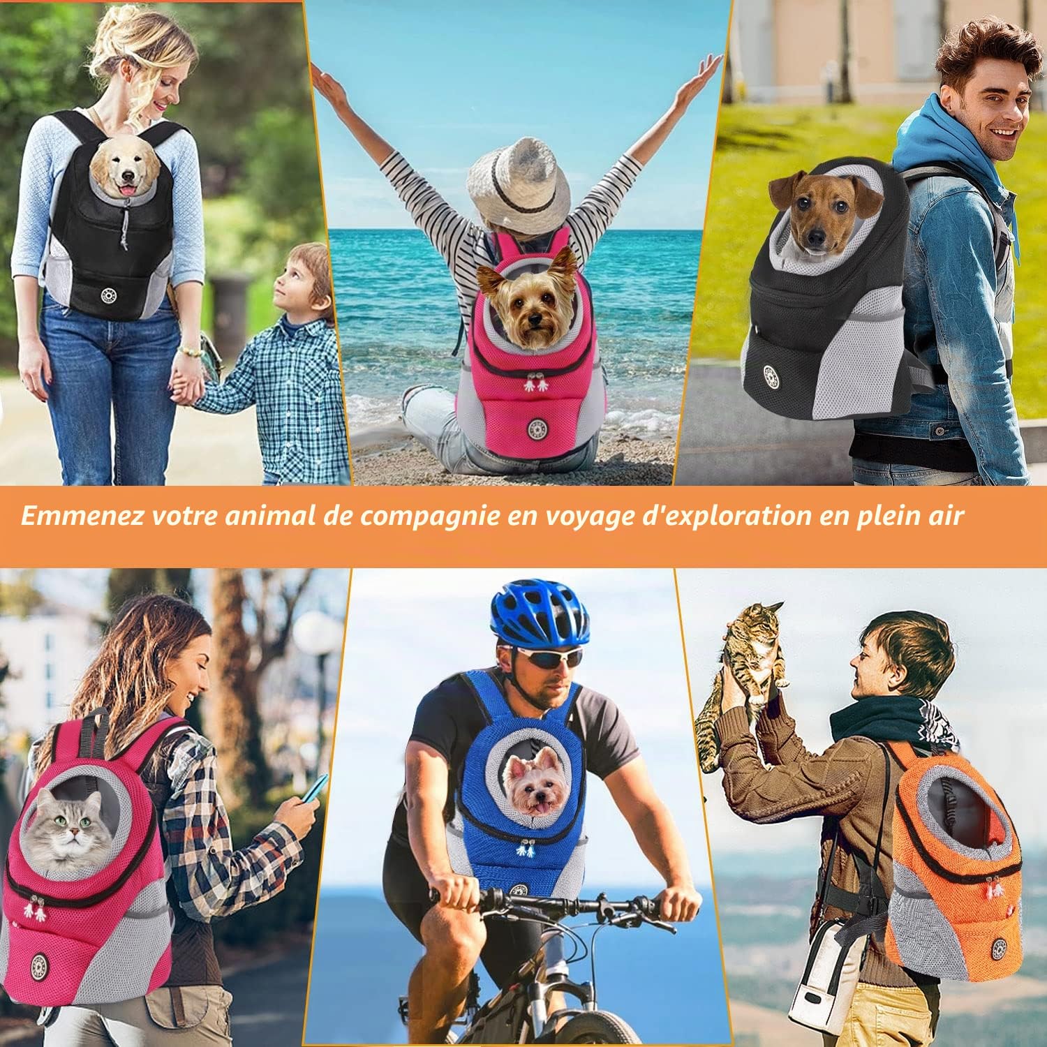 M MUNCASO Sac à Dos de Transporter pour Petits Chiens Tissu Elastique et Perméable avec Fond étanche, pour Randonnée Voyage en Plein Air