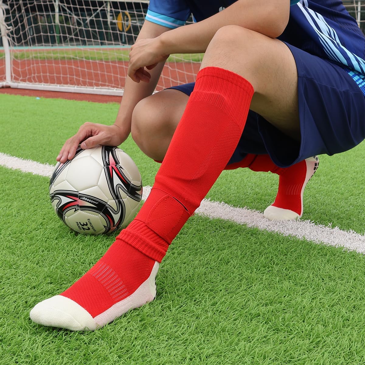 Grip Socks Soccer with Leg Sleeves | Anti-Slip Performance Socks for Men & Women | Includes Shin Guard Straps for Secure Fit - Image 3