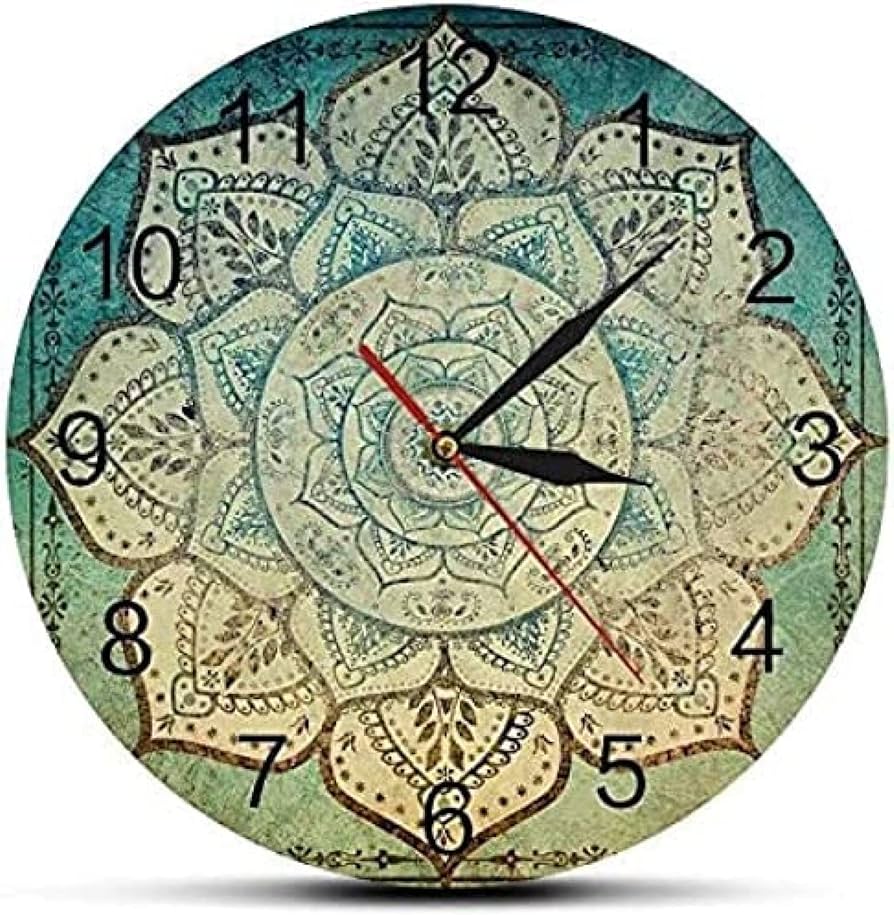 Amazon.co.jp: 現代の壁掛け時計は色あせたインドの曼荼羅の花柄の印刷