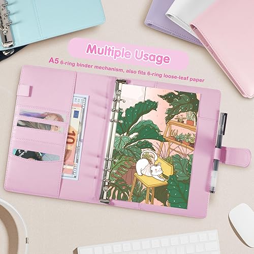 Miniatura 7 de Carpeta de tarjetas A5 con 30 páginas para tarjetas de 4 bolsillos, álbum de 6 anillos con 240 ranuras para tarjetas, cubierta de piel sintética con