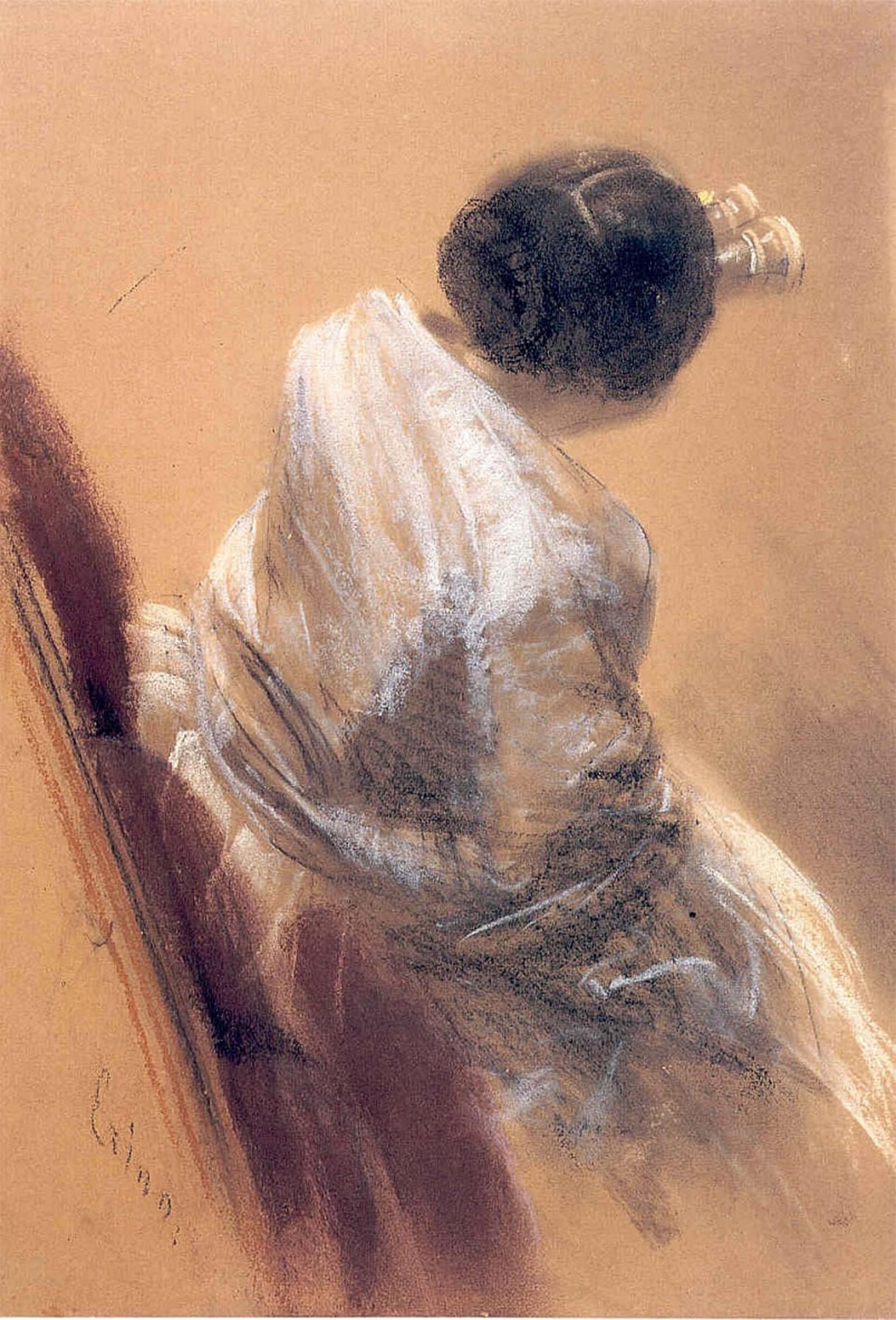 ARTXLXXBN Famous Painting Canvas Artwork Graffiti Print Lady with opera glasses by Adolph Menzel Portrait Canvas Image for Home Decor 60x90cm
