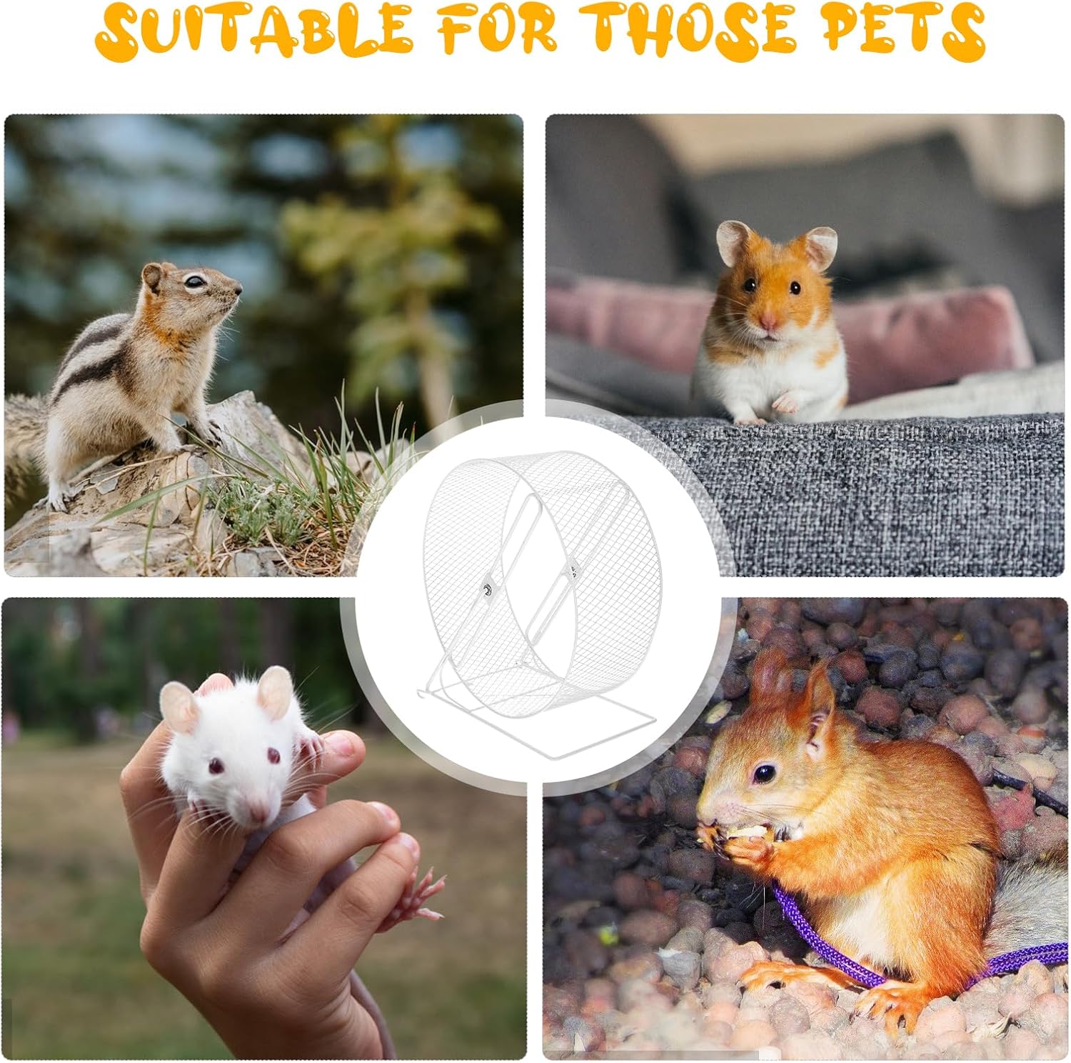 Silent Running Wheel for Small Pets Hamsters Squirrels Hedgehogs Exercise Toy Durable Iron Material Comfortable Size
