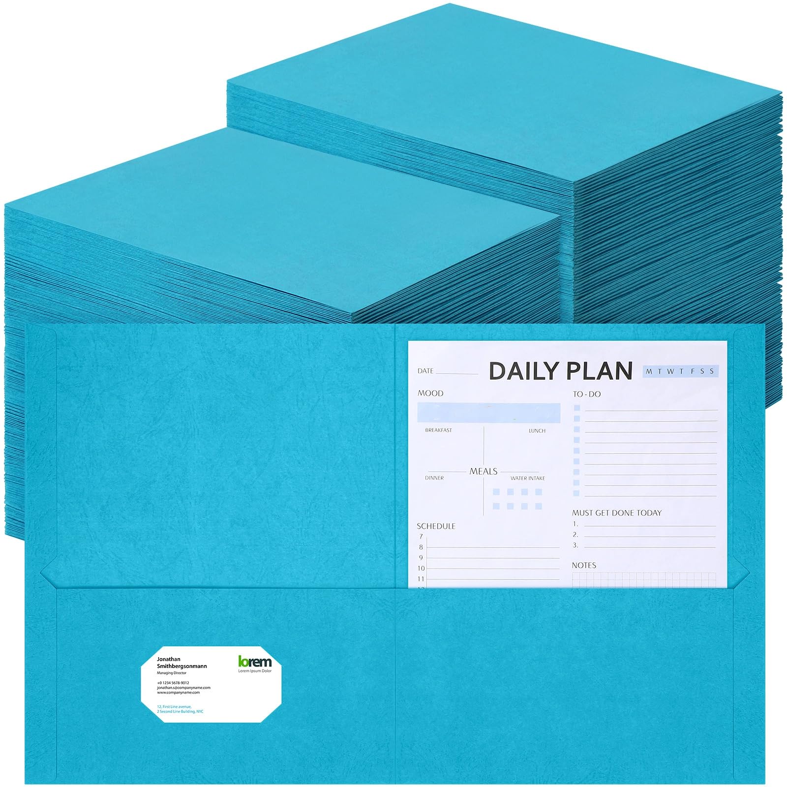 Harloon 75 Stück Portfolio-Ordner mit zwei Taschen, 21,6 x 27,9 cm, strukturiertes Papier, Ordner mit Visitenkartenschlitz, Briefform, Aktenordner mit Taschen für Büro, Schule, Klassenzimmer