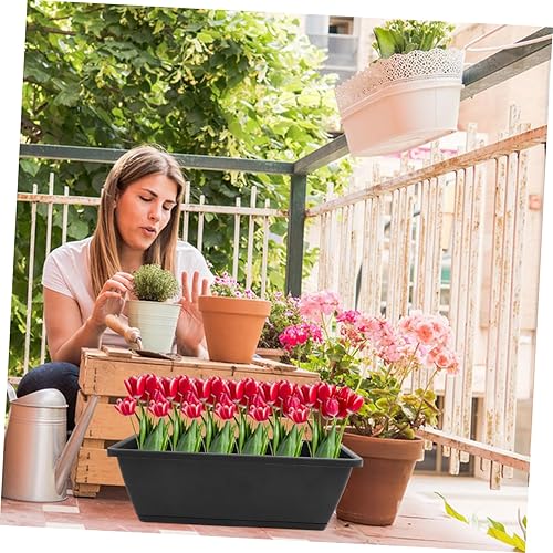 Miniatura 6 de Yardwe Macetas rectangulares para exteriores, macetas y pies de maceta, 6 unidades, para jardín