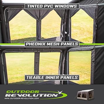 Outdoor Revolution Sport Pro Air 390 Premium Inflatable Caravan Awning, 600HD High Density Fabric, 6000mm Waterproof, Air Frame