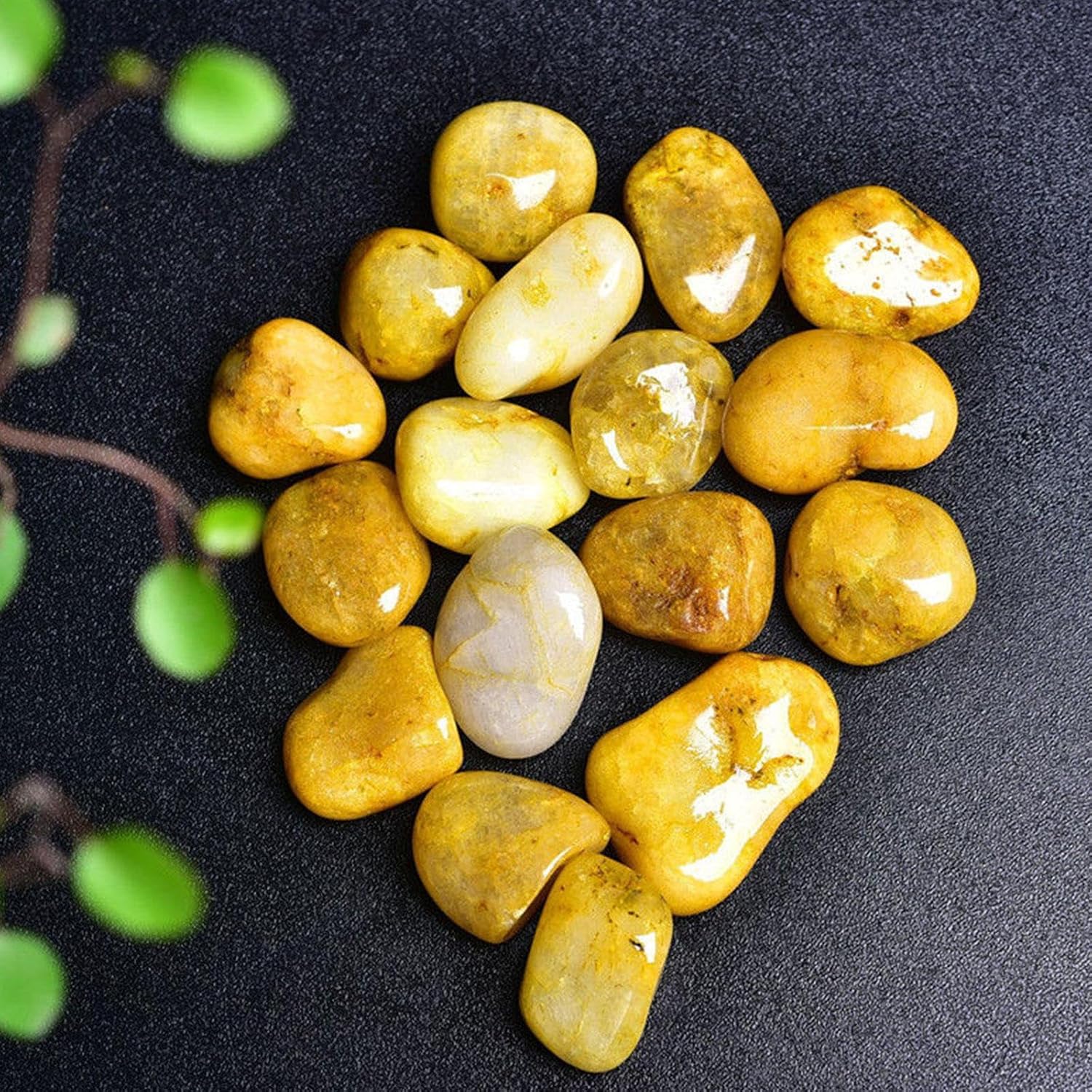 2.2 Pound Tumbled Polished Stones - Natural Yellow Jade Healing Crystals for Decoration - Rock Collection - Reiki Gemstone Gifts - Fountain Tumbles,1.5-2cm