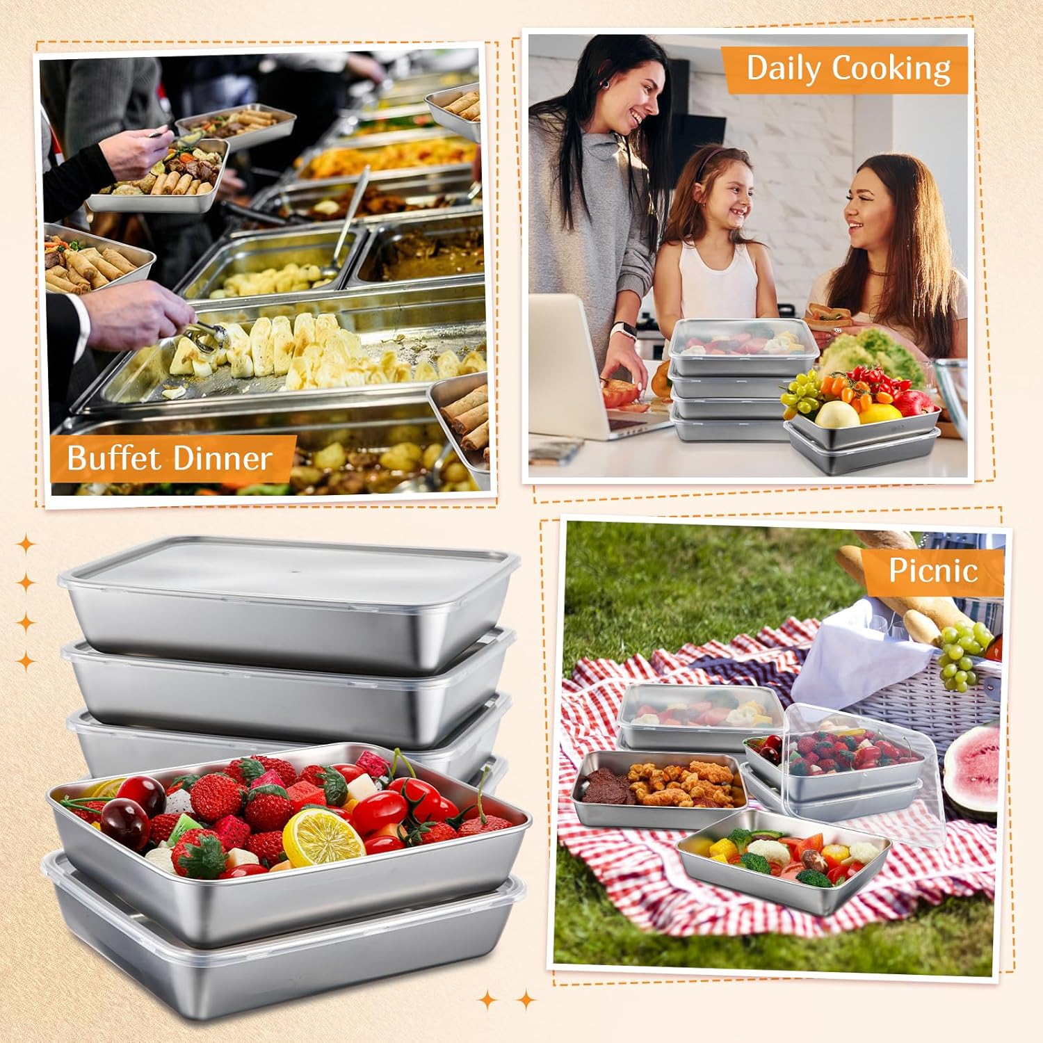 12 Pack Stainless Steel Food Storage Containers with Lids Lunch Box Stackable Snack Storage Boxes Reusable Food Container for Restaurant Travel - Image 5
