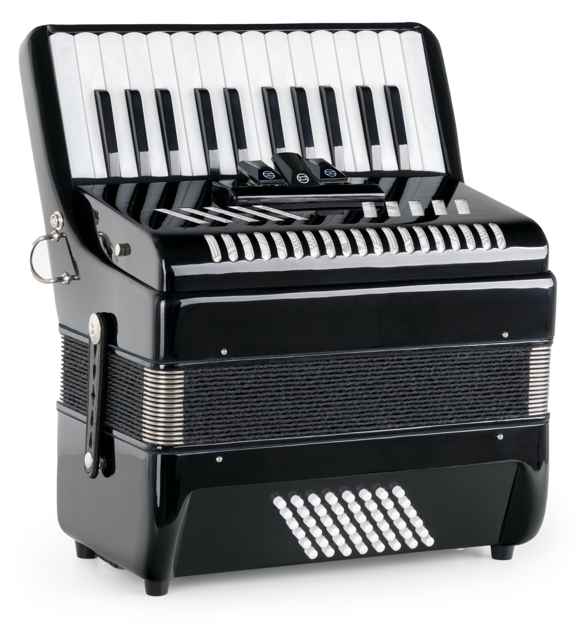 Accordéon Classic Cantabile 48 Basses "Secondo V" - Accordéon à touches - 2 voix - 26 touches aiguës - avec sangles & housse sac à dos - Noir
