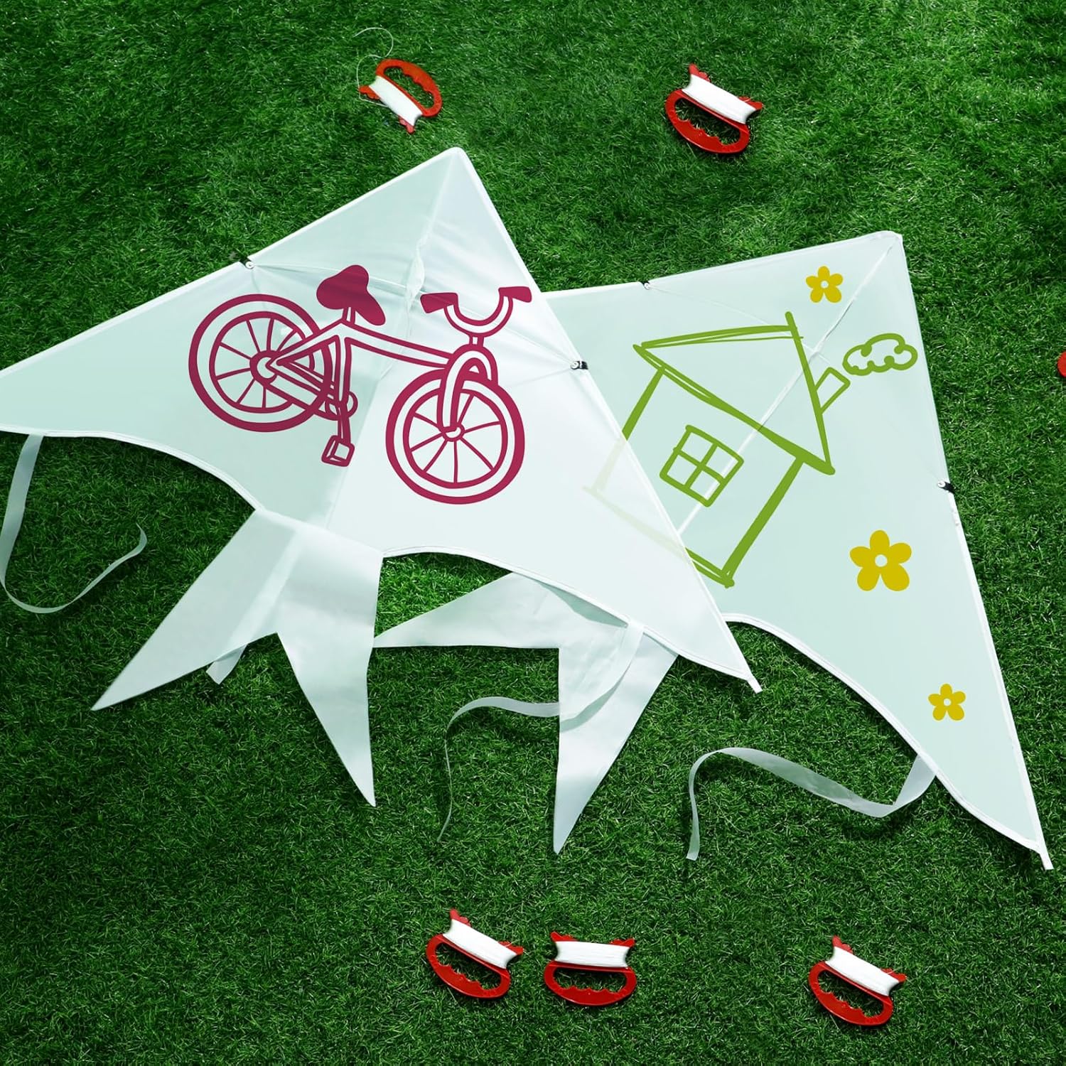 Libima DIY Kite Kit Bulk for Kids Classroom Activities, Blank Kites with String and Handles, Coloring Craft Kits for Party Favors School Camp Outdoor Games Decorating Painting