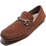 Gancini Bit Parigi 17 Brown Men's Suede Drivers Dress Loafers Moccasin (Salvatore