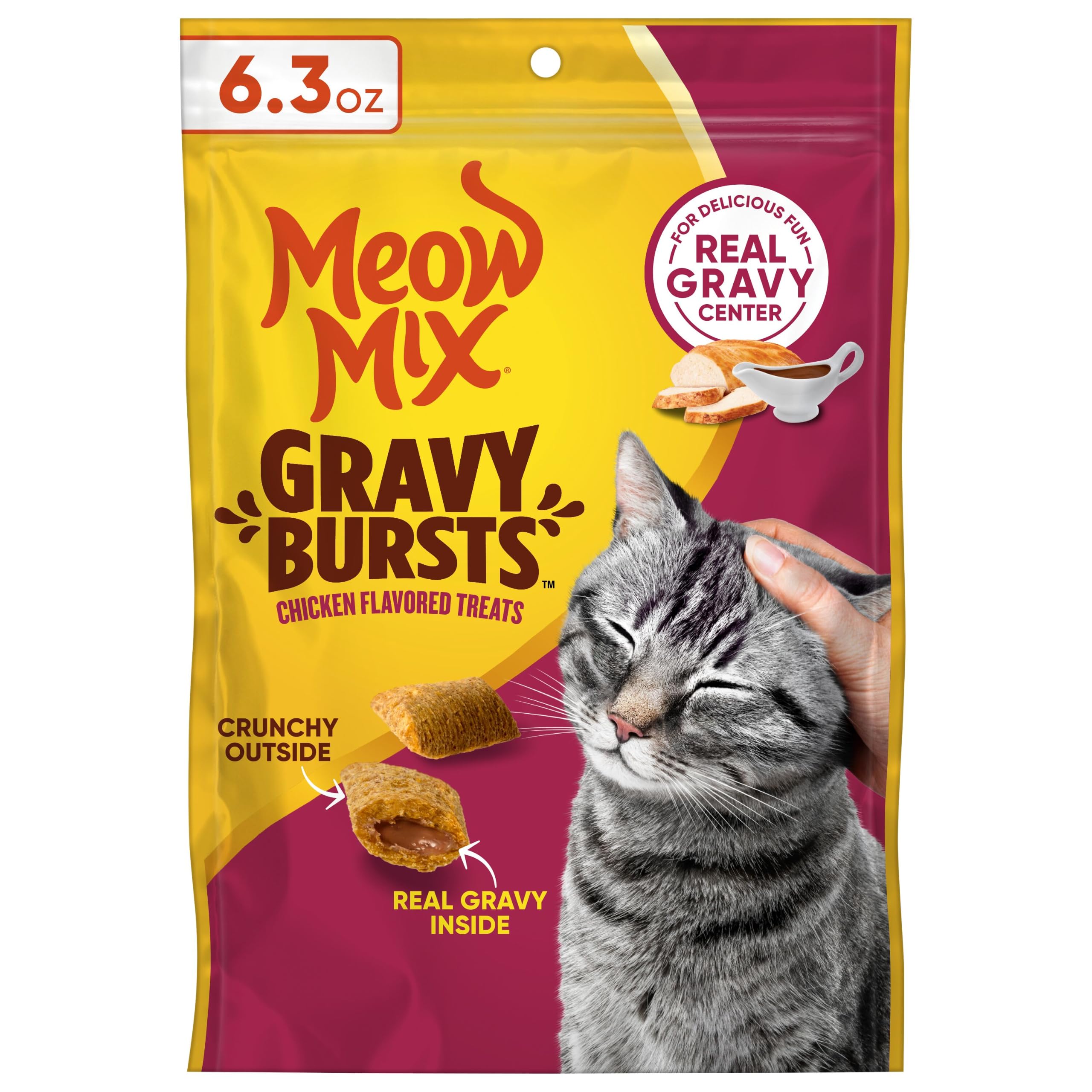 Meow Mix Gravy Bursts Chicken Flavored Cat Treats, 6.3 Oz. Bag