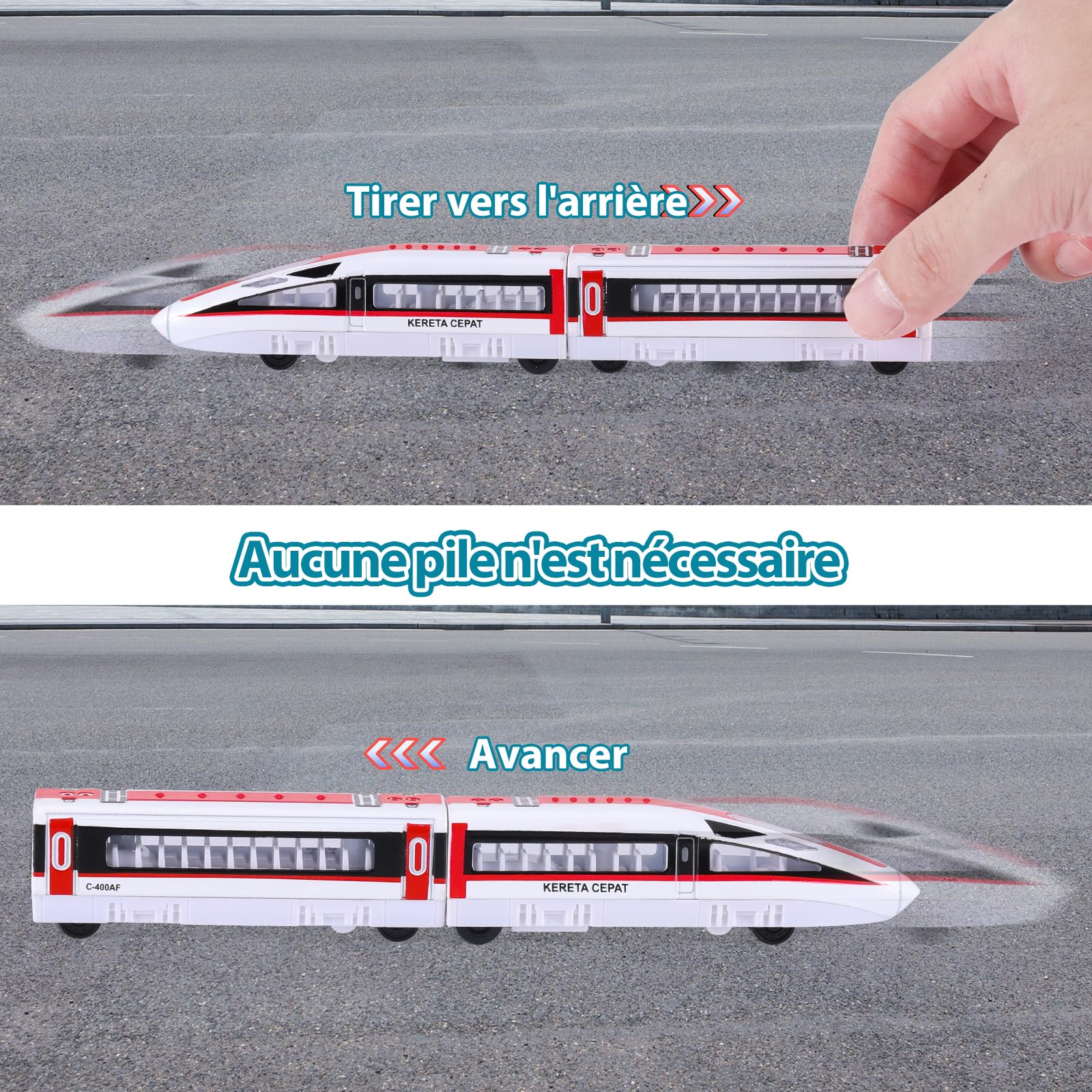 VBACALA Tren de Juguete Magnético para Niños, 4 Piezas con Locomotoras y Vagones, Juego Educativo con Función de Retroceso, Regalo Ideal para Pequeños Conductores para Niños +3 Años