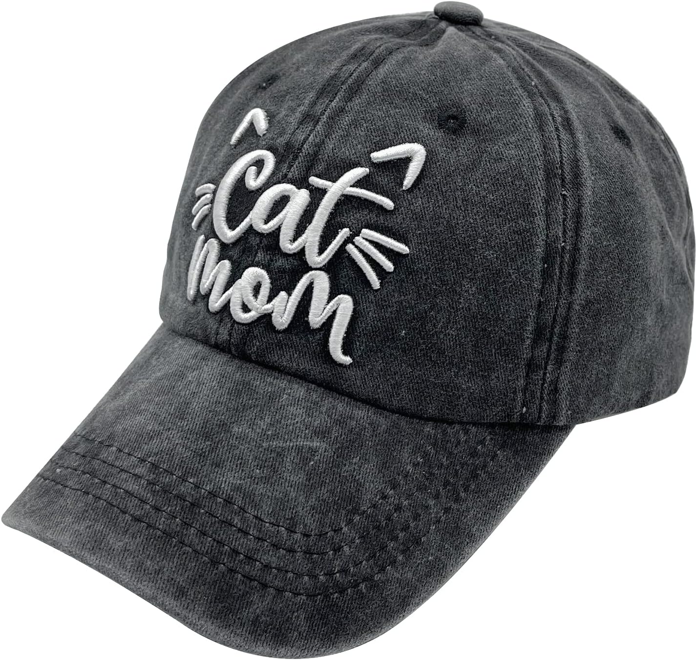 Waldeal Women's Cat Mom Baseball Cap, Washed Adjustable Cat Lover Hat