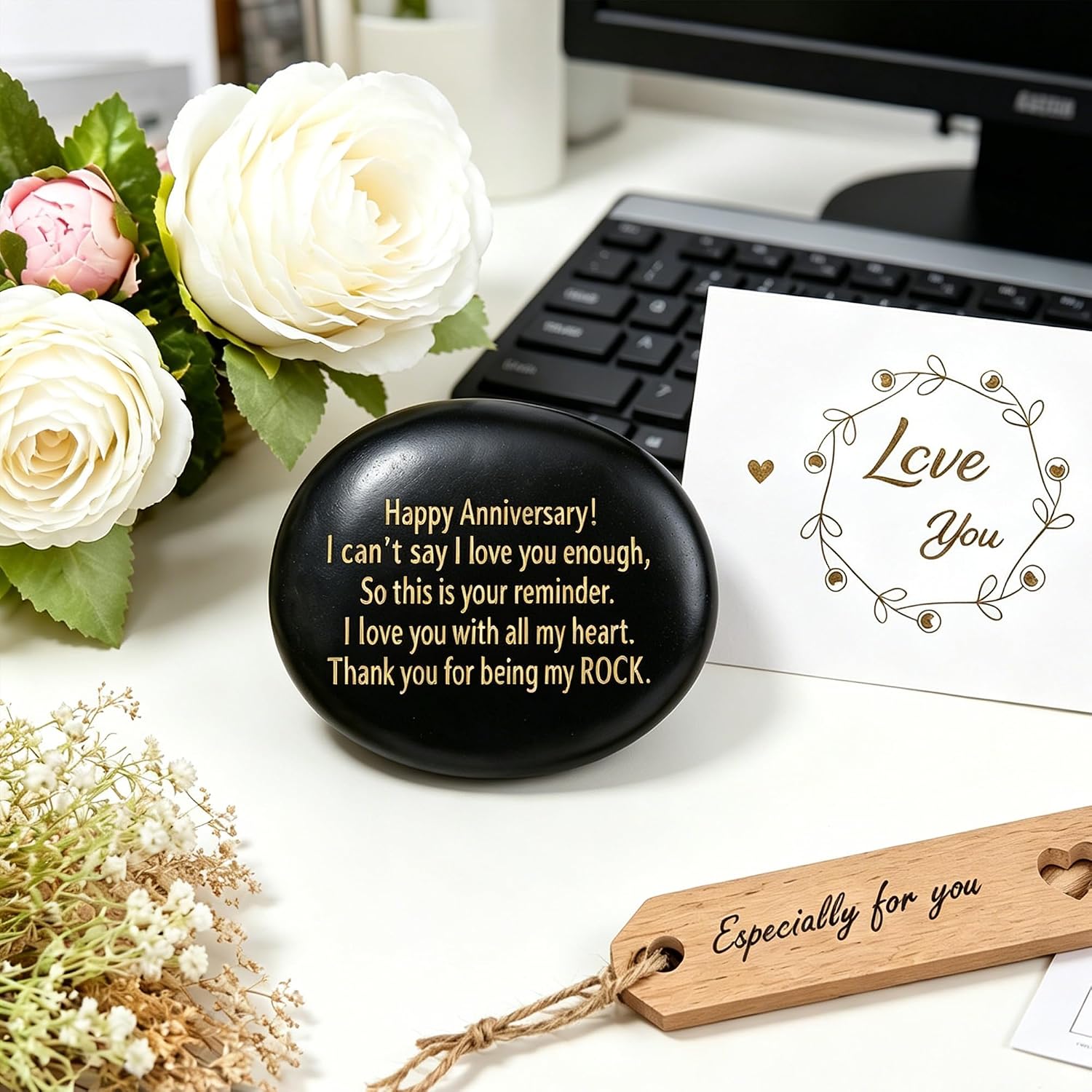 Anniversary Card for Husband, Anniversary Cards for Wife, Happy Anniversary Card Gifts for Him Men Women Boyfriend Girlfriend, You are My Rock Wedding Presents Gifts for Anniversary