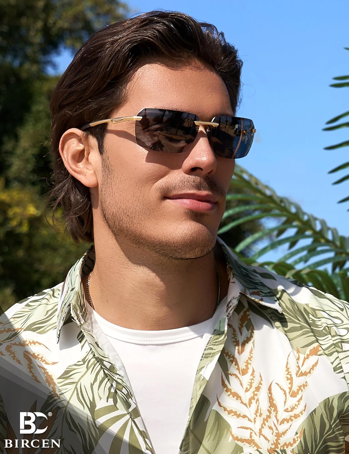 BIRCEN Mens Polarized Sunglasses for Driving: Rimless UV Protection Sun Glasses with Al-Mg Frame for Fishing Traveling Golf - Image 2