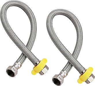 - Connection Pipe | 304 Grade Stainless Steel Connection Pipe | Silver | Hose Pipe Suitable for Hot & Cold Mixer Faucets For Basins and Sinks, Geysers, and Flush Tanks | 24 Inches (Set Of 2)