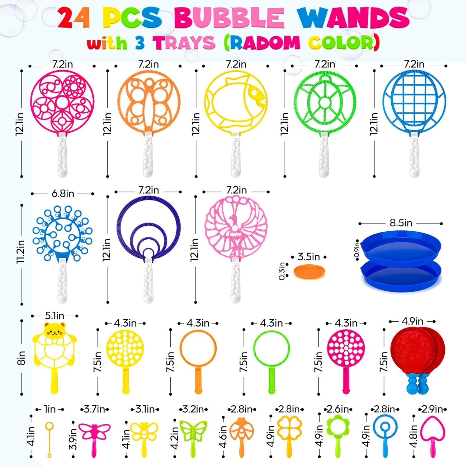 27 Pcs Bubble Wands Set, Assorted Bubble Wand for Kids Adults with Tray, Large Bubble Makers Bulk for Summer Outdoor Activities Birthday Gifts Party Favors