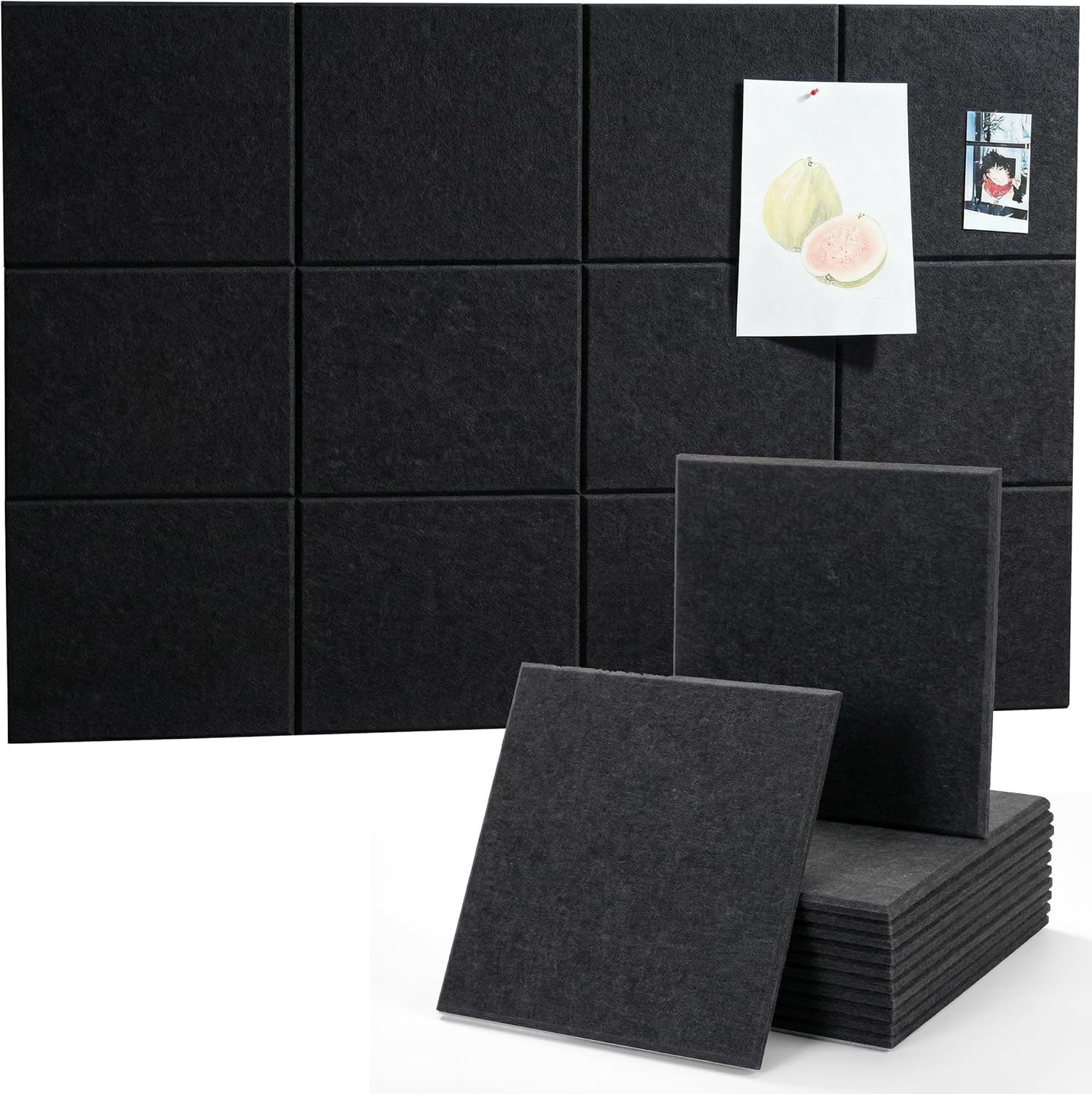 Large Felt Bulletin Board 48" x 36" with Push PINS & Wall Safe Adhesive Tabs – Modern Large Cork Board for Walls in Home or Office, Versatile Felt Board Layout, Cork Board, Vision Board, Dream Board