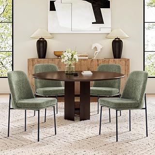 MALOL Dining Chairs Set of 4, Modern Dining Chairs, Fabric Upholstered Dining Chairs, Kitchen Chairs with Curved Back and Metal Legs for Dining Room Kitchen Restaurant, Green