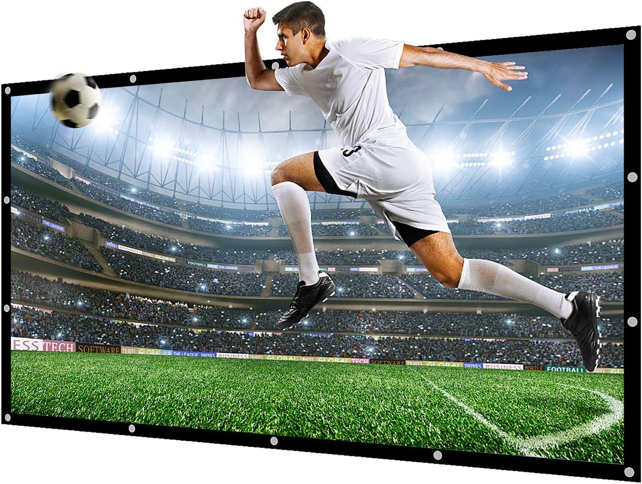 NIERBO Large Projector Screen 180 Inch of Thick Canvas Material 16:9 Projection Movies Screen Outdoor Projection Screen for Church School Home Indoor 1.6 Gain Not Include Mount