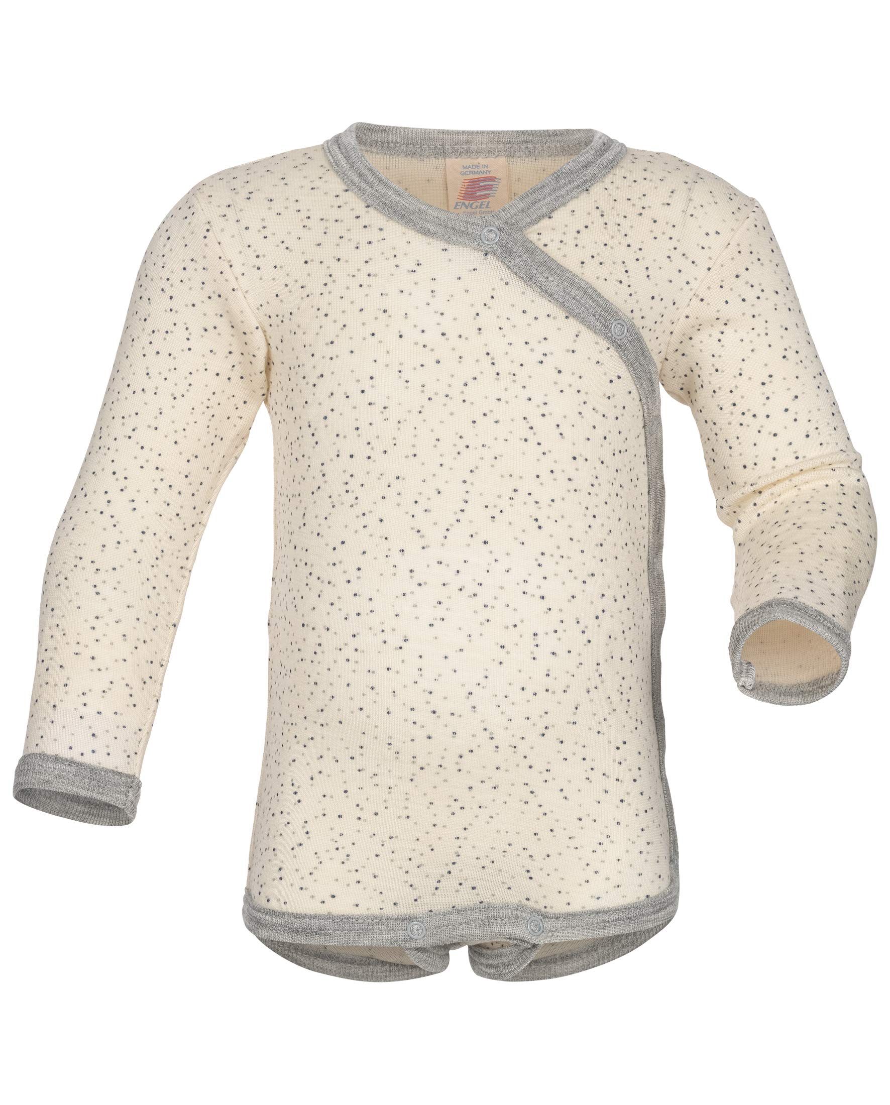 Baby Wickelbody langarm Wolle & Seide, Engel Natur, Gr. 50/56-74/80 (62-68, Natur (bedruckt))