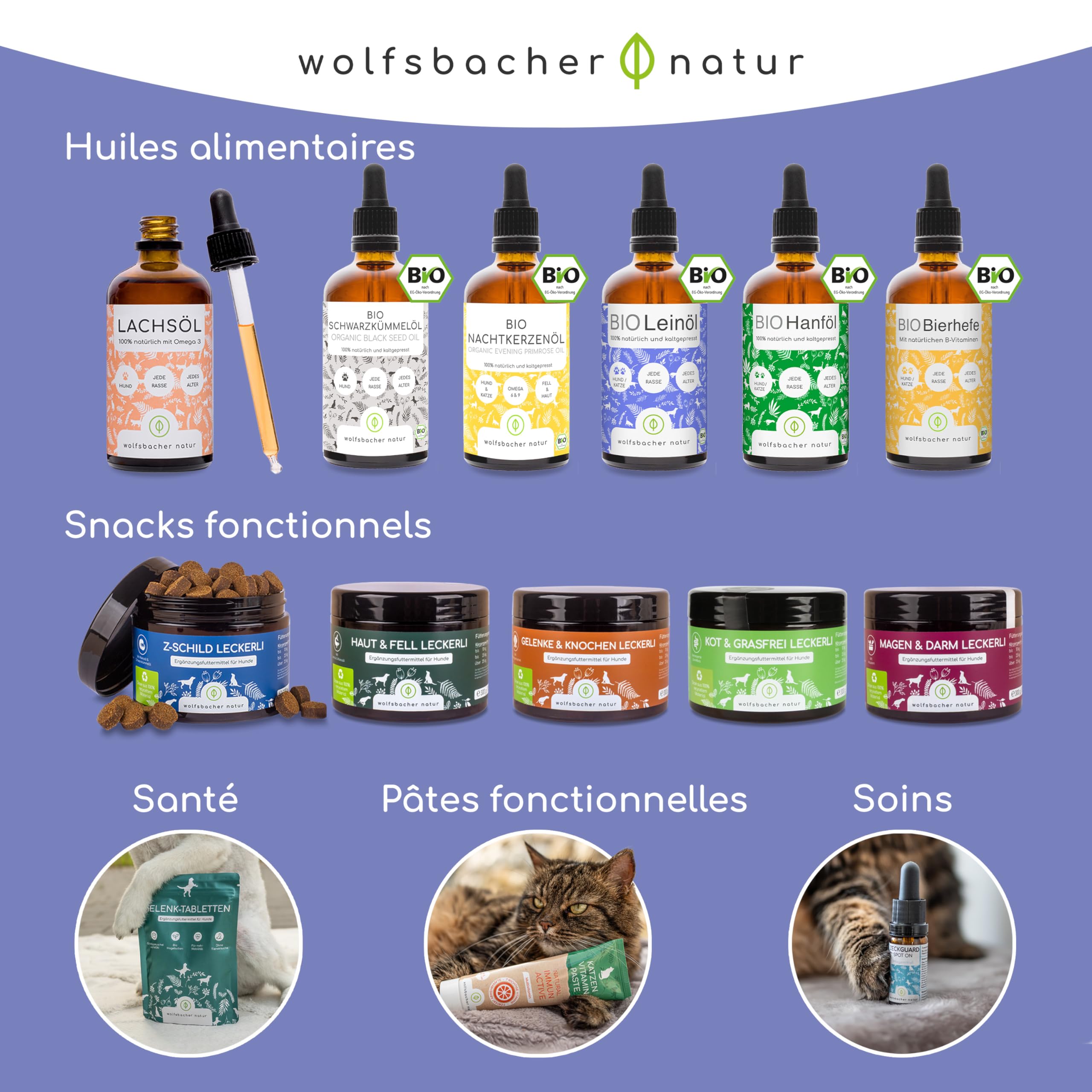 Huile de Lin Bio pour Chiens & Chats 500ml I Naturelle et pressée à Froid - Alternative végane à l'huile de Saumon d'Allemagne I Soutien pour Le Pelage & la Peau grâce aux oméga 3