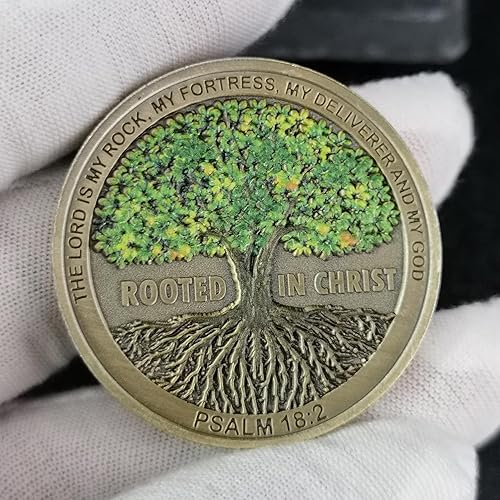 Miniatura 5 de Arraigado en Cristo El Señor es Mi Roca Mi Fortaleza Mi Libertador Moneda de Desafío Christian Pocket Hug Token
