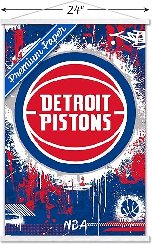 Miniatura 10 de Trends International NBA Detroit Pistons - Póster de pared con logotipo Maximalist 23 con marco magnético