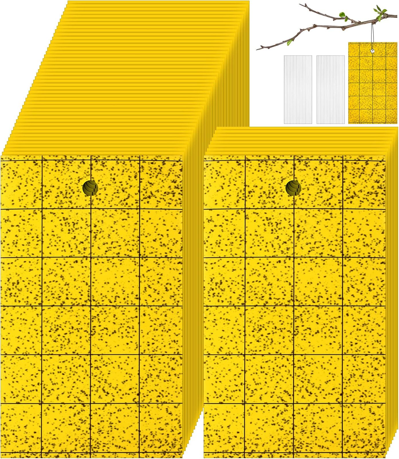 - Qualirey 300 Sticky Trap for Gnats 3 x 5'' Dual Side Sticky Fruit Fly Trap with Tie Plant for Flying Insect Fungus Bugs Flying Catcher for Indoor (Yellow)