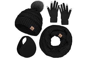 Stay Cozy and Stylish: Winter Knit Beanie Hat, Touchscreen Gloves, and Neck Warmer Set