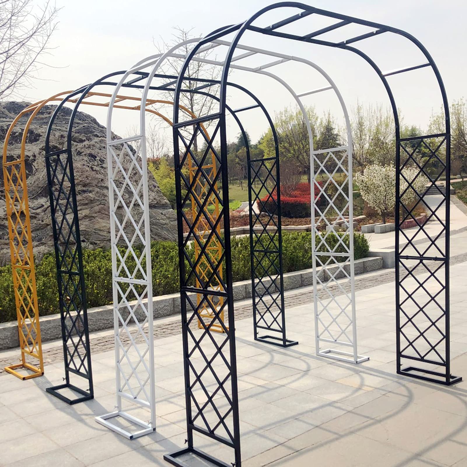 Łuk Ogrodowy, Łuk Różany 20 Mm Z Ocynkowanej Rury Stalowej, Do Roślin Pnących, Pergola Do Użytku Wewnątrz I Na Zewnątrz, Łuk Wspinaczkowy, Kratka, Odporny Na Warunki Atmosferyczne, Z Podstawą, Osłona