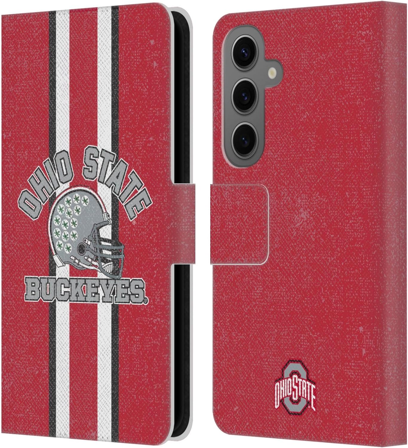 Head Case Designs Officially Licensed Ohio State University Helmet Football Graphics Leather Wallet Case Compatible with Samsung Galaxy S25