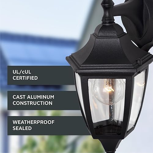 Miniatura 3 de Designers Fountain 2461-BK Today's Home - Farol de pared para exteriores, 14.25 pulgadas de alto, color negro