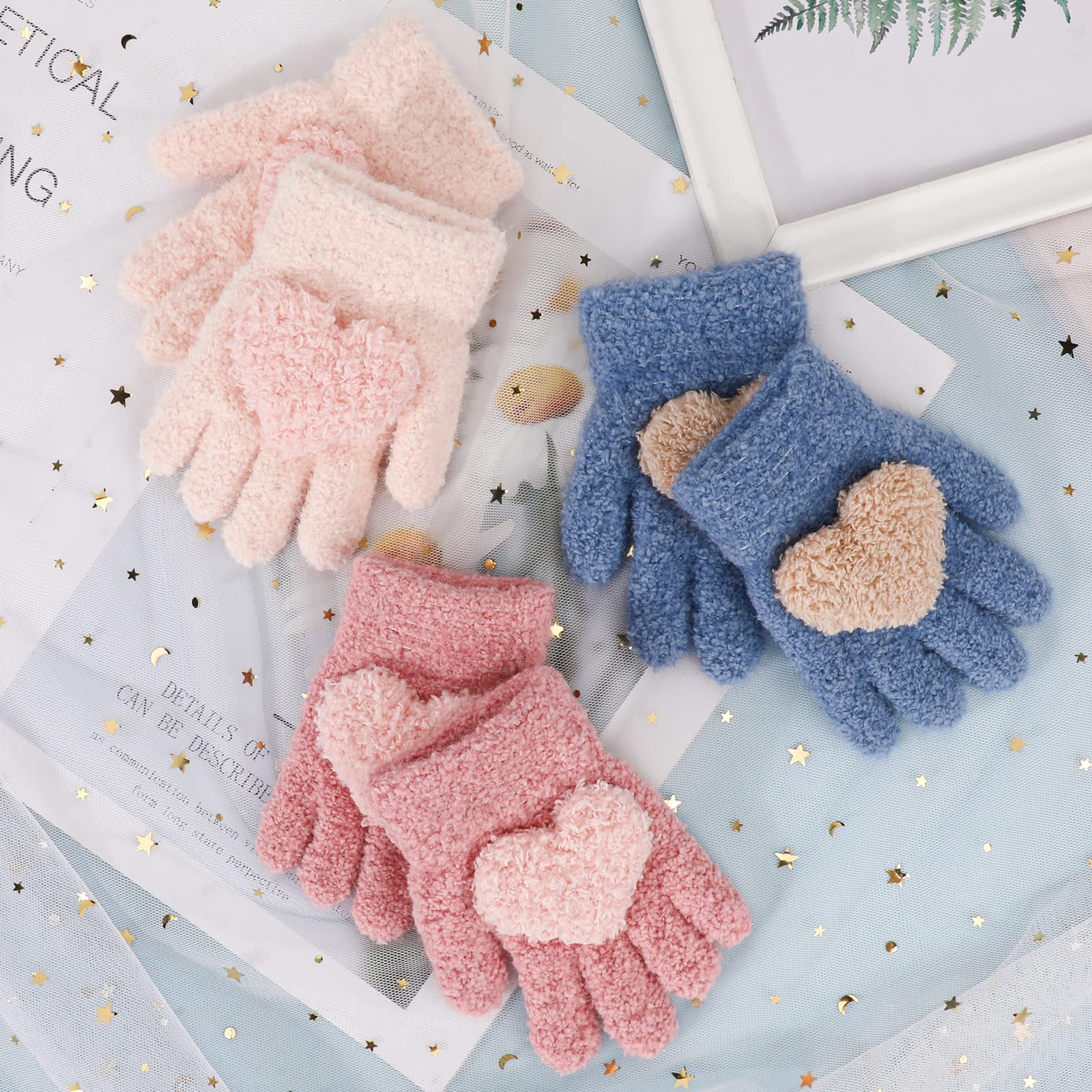 sueyeuwdi Handschoenen Wanten Mannen Winter Warm Winter Kinderen Warme Handschoenen Volledige Vingers Elastische Gebreide Ski Handschoenen Pak Voor 1 Tot 6 Jaar Oude Kids Meisjes Wanten voor Vrouwen
