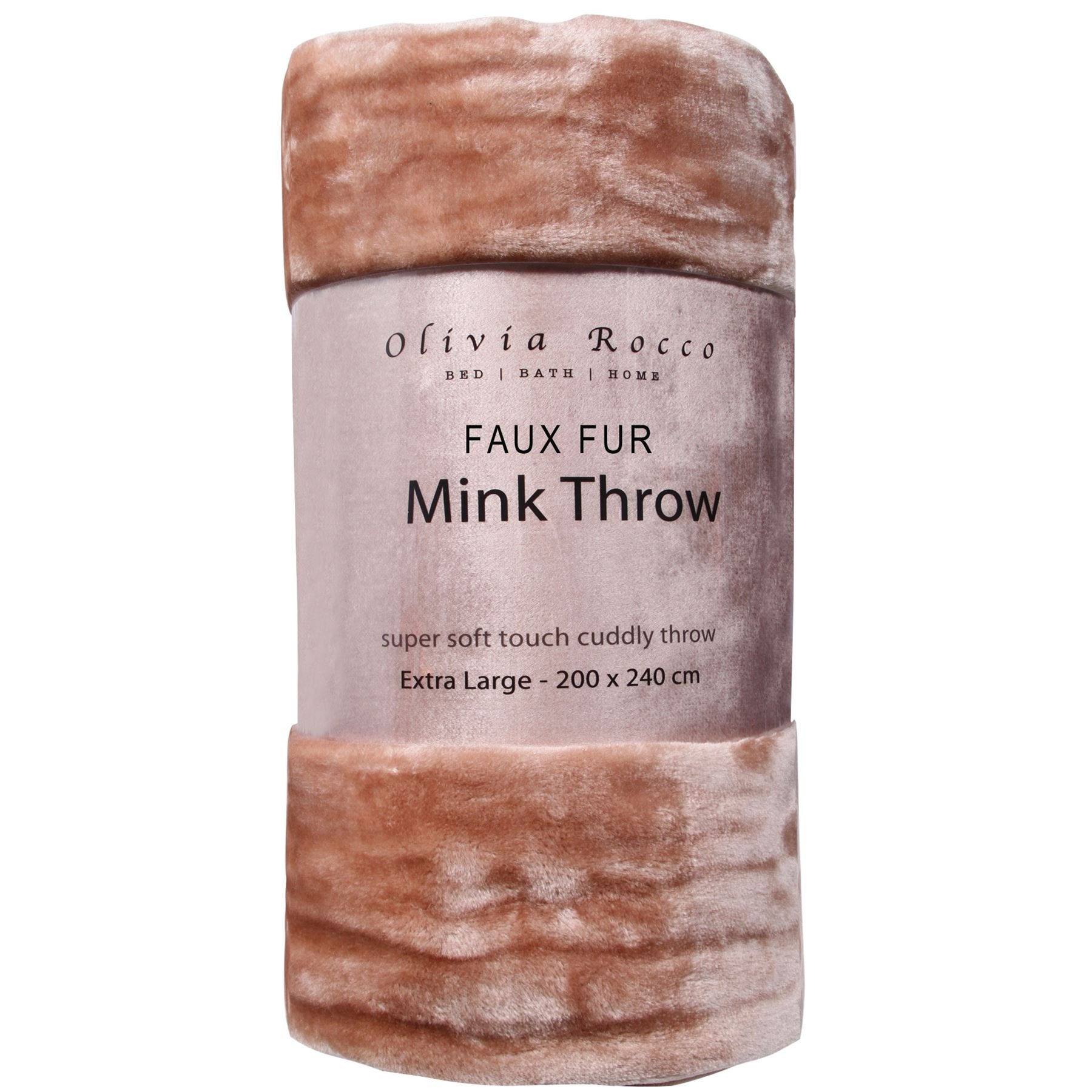 Olivia Rocco Super Soft Raschel Sofa Bed Throw, Faux Fur Mink Blanket Settee Throws, Double King Size, Mink, Large 150 x 200 cm