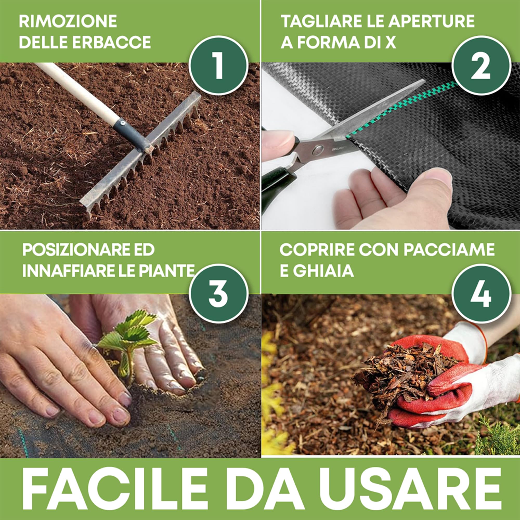 Telo Pacciamatura Antistrappo UV Resistente Permeabile Drenante Orto Giardino Serra Polipropilene Contro Le Erbacce Copertura Pacciamante Super Resistente Stop Erbe Infestanti (Standard - 1 x 20 m)