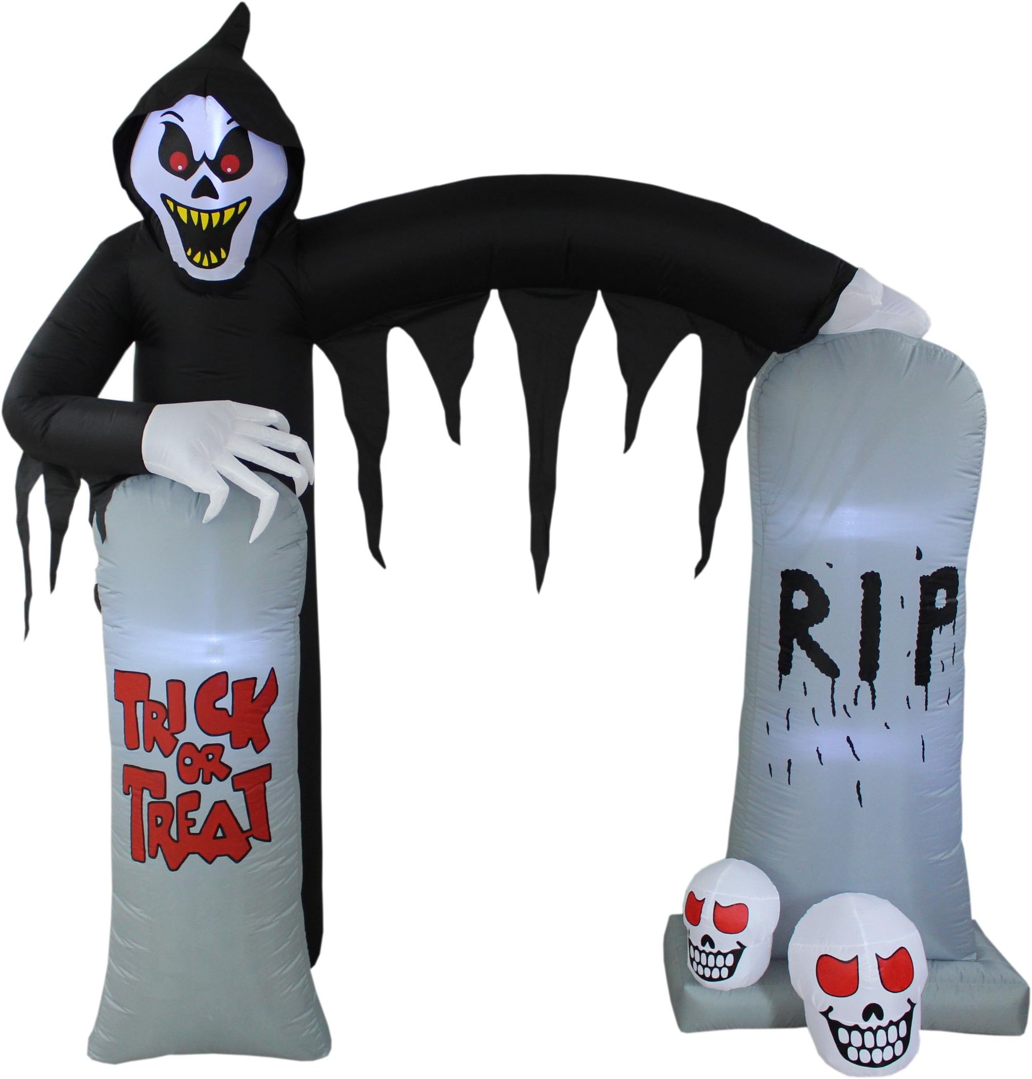 8 Foot Lighted Halloween Inflatable Ghosts Skeleton Grim Reaper Skulls Tombstone Archway Arch Indoor Outdoor Yard Lawn Party Prop Decoration