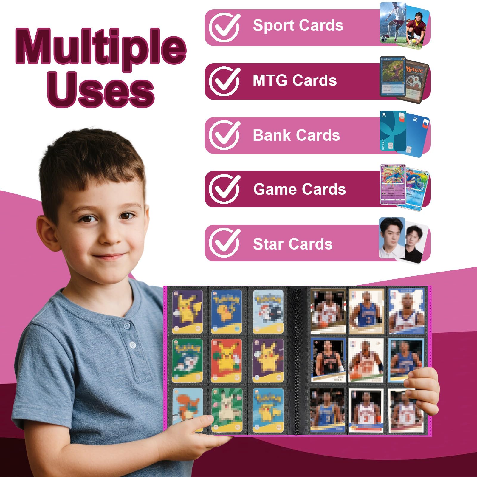 Trading Card Binder Blank - Holds 12 Pages (216 Cards), Neutral Color For  Any Collection Card Sleeve