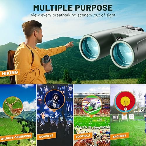 Miniatura 6 de Binoculares de 10 x 50 para adultos con adaptador de teléfono prismáticos virtuales de alta potencia para caza prismas BAK4 FMC lente prismáticos