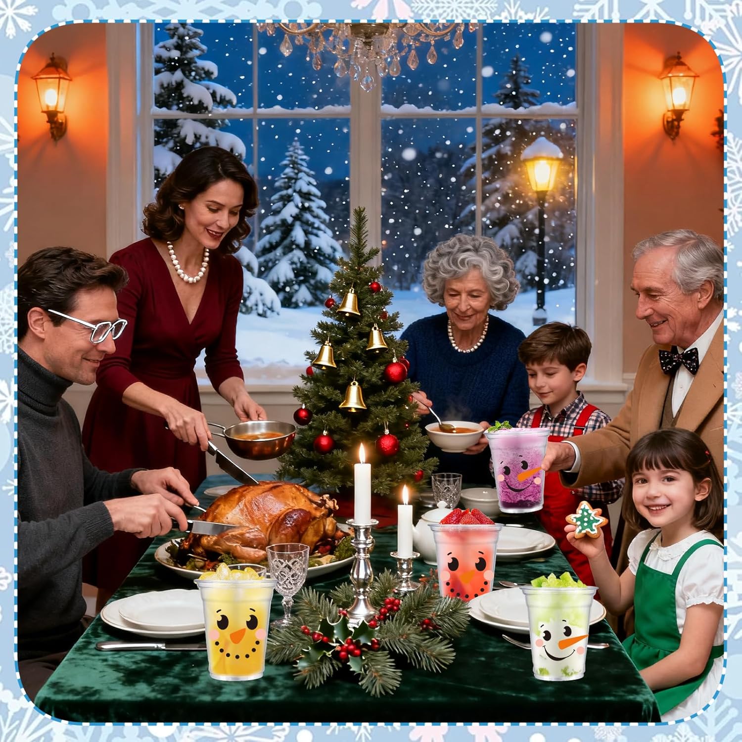 50 Pack Christmas Snowman Plastic Cups 12 Oz Disposable Snowman Party Cups Winter Holiday Party Cups for Christmas Party Supplies Coffee Wine Hot Cold Drinks - Image 7