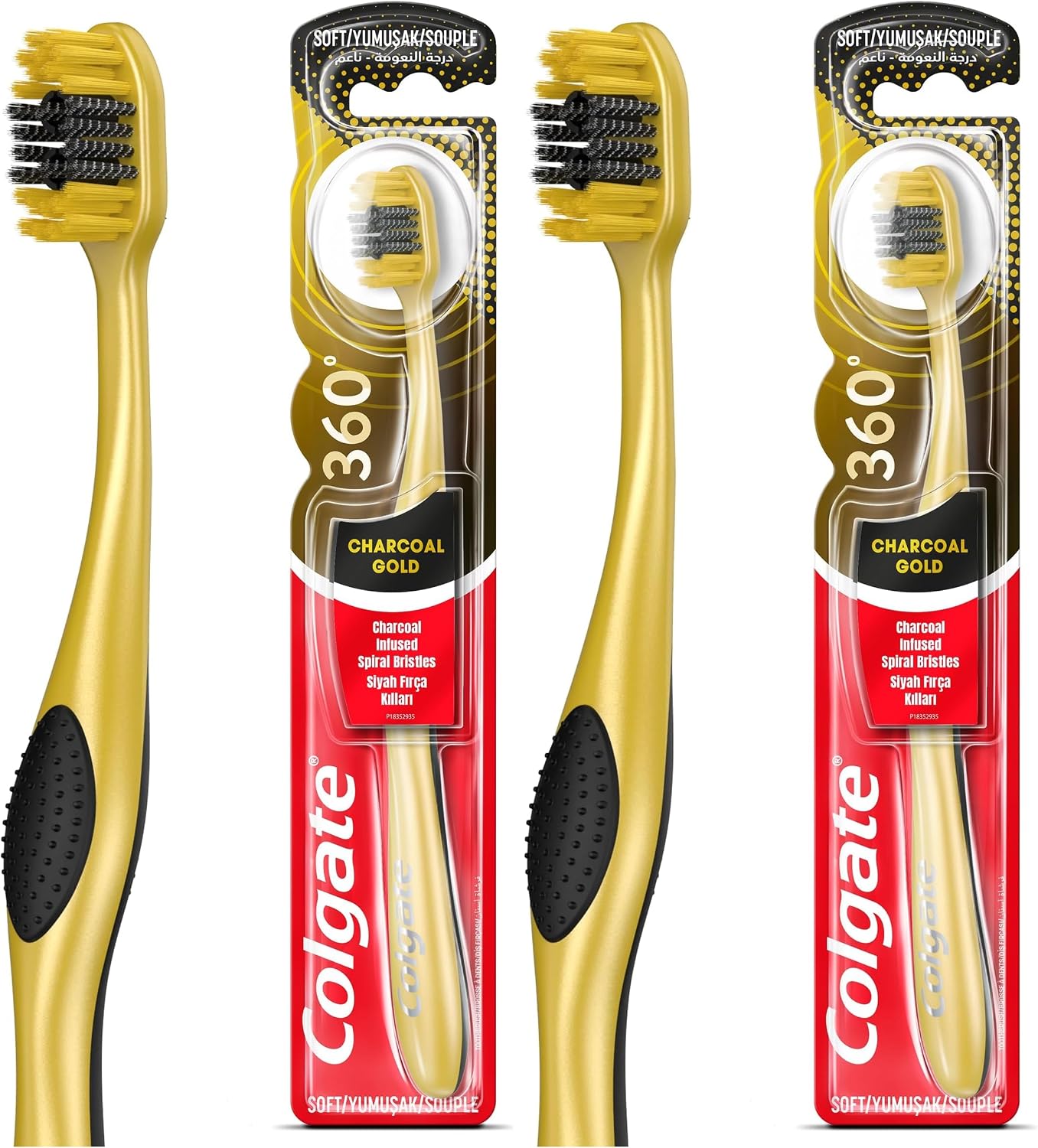 Colgate 360 Charcoal Gold Çok Yönlü Koruma Yumuşak Diş Fırçası (2 paketi)