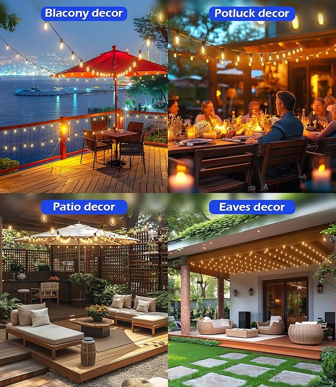 Luckystyle Tira de Luces LED Exterior 120FT 30 Bombillas Edison miniatura 7