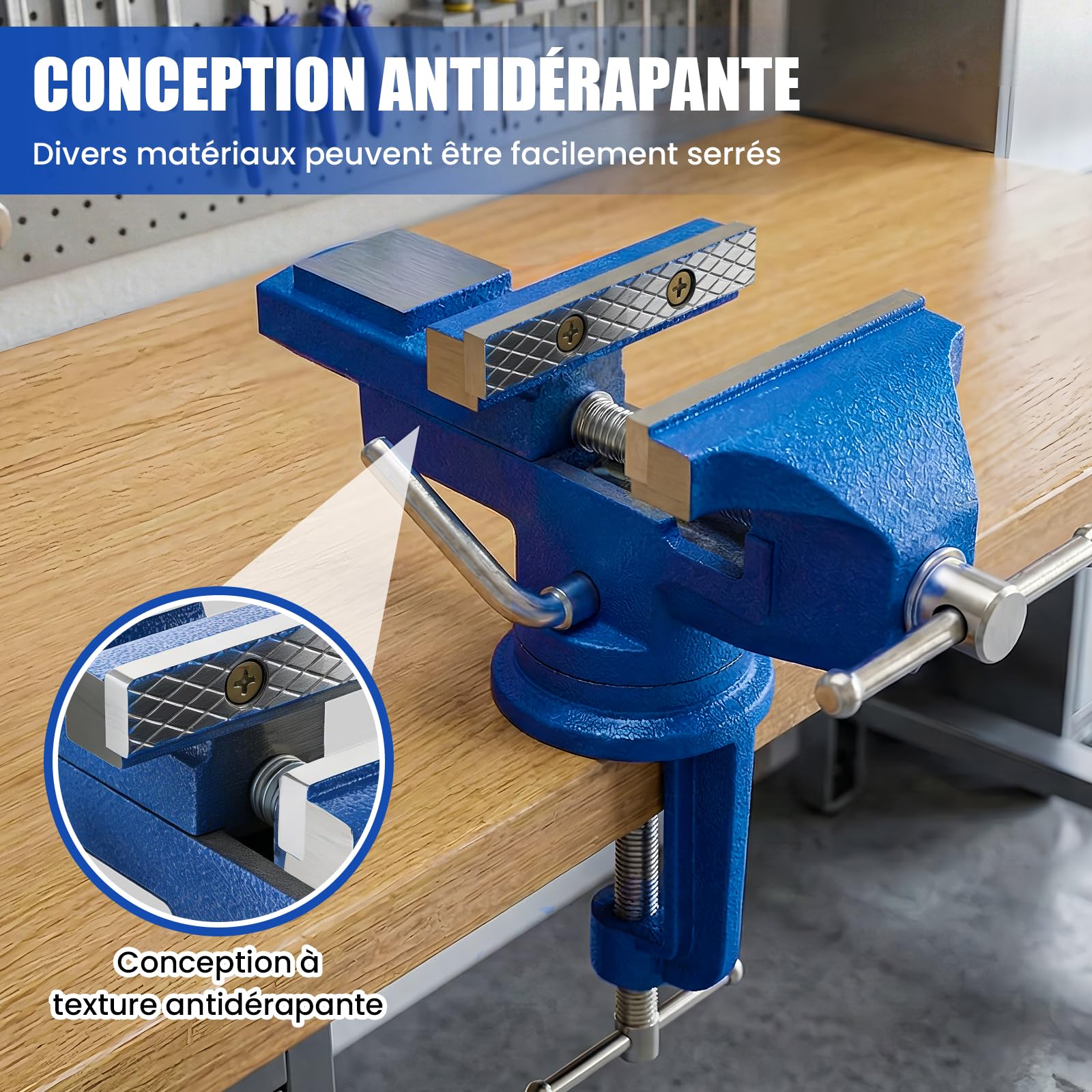 HYCHIKA Etau d'établi 80 mm，Etau de Table Pivotant à 360°, Etaux d Atelier Mini Etau Vice Convient pour le Meulage, le Perçage, le Polissage et les Opérations Manuelles à Petite échelle