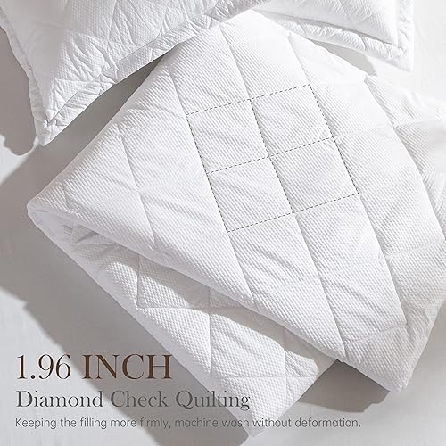 Miniatura 2 de Dorrin Nessin Juego de edredón ligero, 1 manta refrescante de verano con 2 almohadas de cama, ultra suave, 3 piezas reversibles, color blanco,