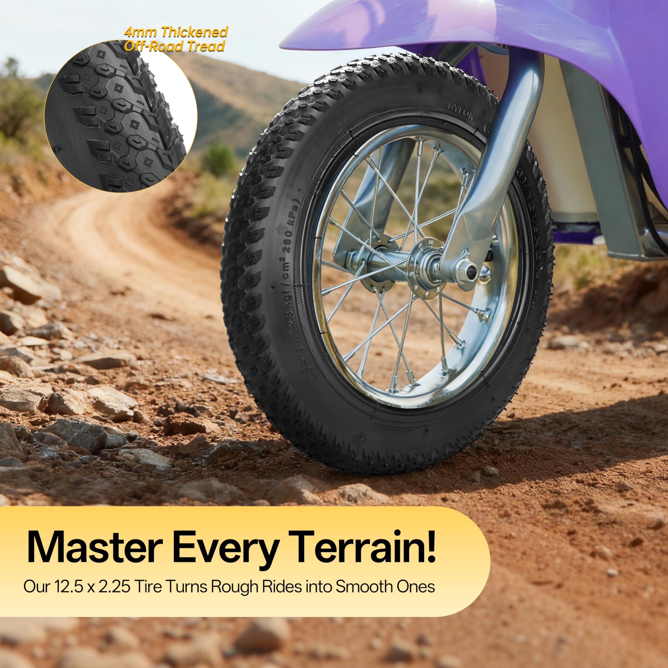 12 1/2 X 2 1/4 Dirt Bike Tire Razor Tire & Tube Set (12.5 - Foto 9